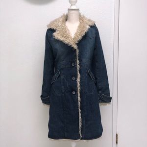 Steve Madden Denim Faux Fur Lined Coat